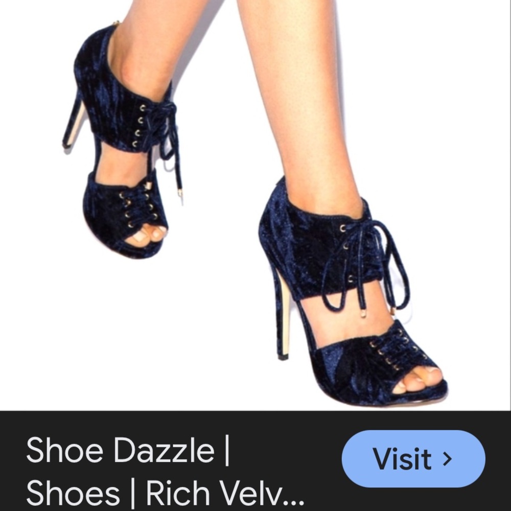 Rich Velvet Navy Lace-Up High Heel Sandals - Women
